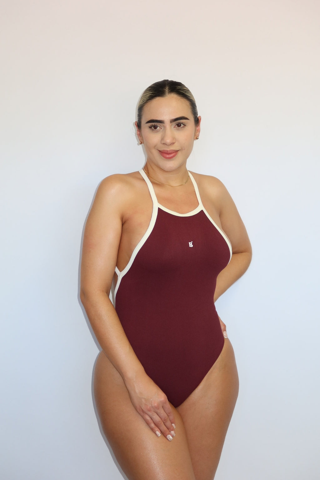 Body  borde sesgo espalda cruzada Chocolate