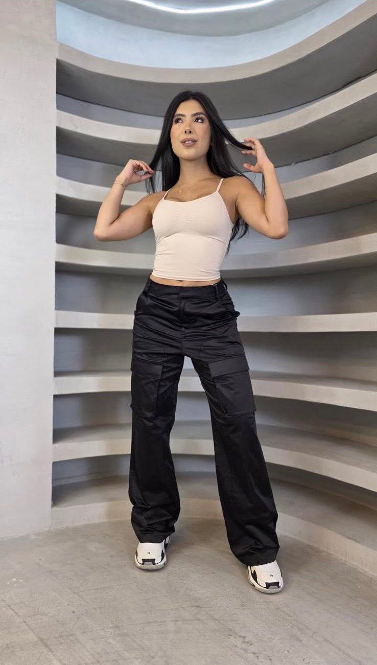 Pantalón Satinado Cargo